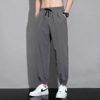 Spring Summer Thin Men Casual Sports Pants Korean Solid Pocket Elastic Waist Streetwear Fashion Joggers Loose Versatile Trousers