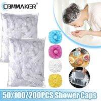 100/200pcs Disposable Shower Cap  Elastic Plastic Wrap Covers Food Non-woven Bath Hat Waterproof  Shower Cap Kitchen Accessories Showerheads