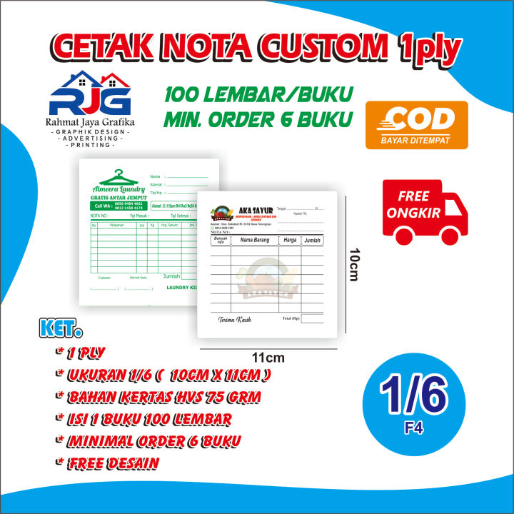 Promo Murah Cetak Nota 1ply U16 Folio 1ply Isi 100 Lembar Nota Custom Nota Olshop Nama 0978