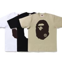 BEII BAPE เสื้อยืดแขนสั้นสำหรับเด็กพิมพ์ลายด้านหน้าและด้านหลังคลาสสิกเส้นด้ายคู่ผ้าฝ้าย