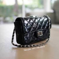 กระเป๋าหนังแกะแท้ 100% C flap bag silver material