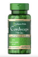 Puritans Pride Cordyceps Mushroom 750 mg / 60 Capsules. ผลิตภัณฑ์เสริมอาหารสารสกัดจากเห็ดถั่งเ