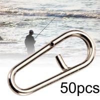 ☢❆✸ 50 PCS Black Stong Stainless Steel Fishing Clip Oval Split Rings Fishing Snap Cnnector Fishing Tackle Sea Fishing Accessories