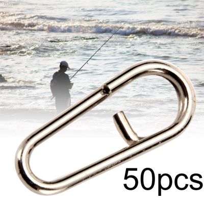 ☢❆✸ 50 PCS Black Stong Stainless Steel Fishing Clip Oval Split Rings Fishing Snap Cnnector Fishing Tackle Sea Fishing Accessories