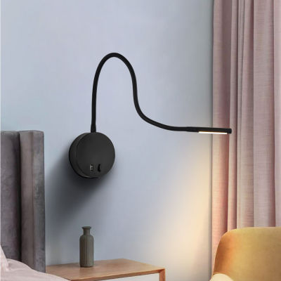 LED reading Lamp Wall light mounted bedroom flexible wand USB port Home Ho Loft Bedside Night Book Light Modern White