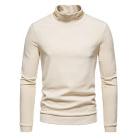 turtleneck for men Solid color slim elastic vintage sweater pullover men Autumn Winter turtleneck men clothing