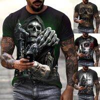 ใหม่แฟชั่นผู้ชายสบายๆบุคลิกภาพ Cool Skull 3d พิมพ์เสื้อยืด Gothic T-Shirt