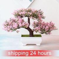 Pine Artificial Plants Cherry Bonsai Tree Fake Plants Flowers Ornaments For Home Decor With Pot Decoration Plantas Artificiales Spine Supporters