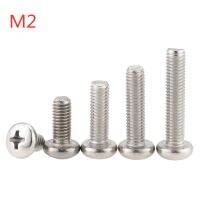 ☸▲ 50PCS M2x3 5 10 14 18 20 25 DIN7985 GB818 304 Stainless Steel Cross Recessed Pan Head Screws Phillips Screws M2x3 M2x10 M2x25