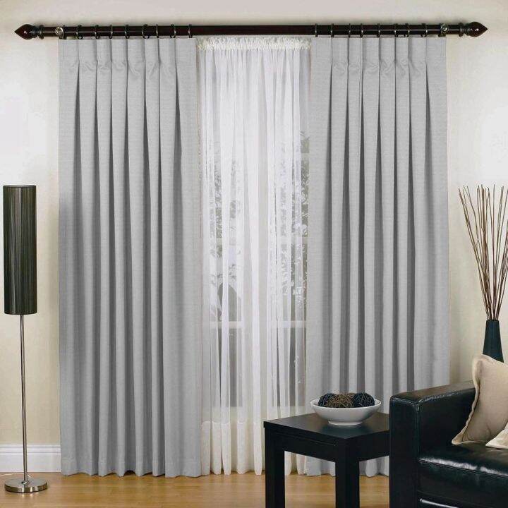 BB Pinch Pleat Curtains Two Panel Jacquard Blockout Fabric (Stone) [BB-260]  | Lazada PH