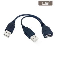 CY USB 2.0 Female A to Dual A Male Extra Power Data Y Cable for 2.5 Hard Disk