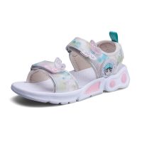 Summer Kids Sandals Girls Sandals Fashion Lightweight Non-slip Soft Bottom Shading Leather Cute Girls Beach Sandals Pink 7 8 9