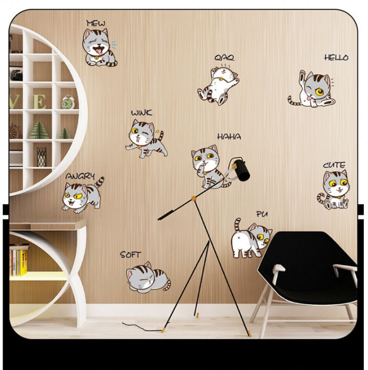 taroball-a-set-cute-cat-window-stickers-waterproof-wallpaper-diy-windows-films-decor-wall-stickers-for-home