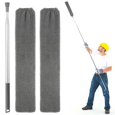 Celah pembersih debu serat mikro dapat ditarik sikat debu celah datar panjang fleksibel dengan tiang yang dapat diperpanjang dan penutup kain untuk