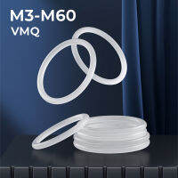 M3-M60 VMQ สีขาวซิลิโคนเกรดอาหารโอริงปะเก็นความหนา123มม. เครื่องซักผ้ากันน้ำแหวนซีลยางทนความร้อน