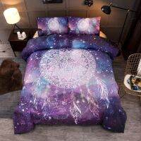 Galaxy Dream Catcher Duvet Cover Set for Girls DreamCatcher Feathers Bedding Set Mandala Bohemian Printed Microfiber Quilt Cover