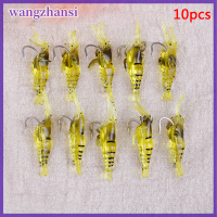 Wangzhansi มาก10ชิ้นกุ้งนุ่มกุ้งจำลองเหยื่อล่อเบ็ดแท็กเกิลเหยื่อตกปลาเบส