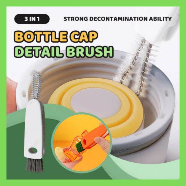 Water Bottle Cleaning Brush 3 In 1 Mini Bottle Cup Lid Detail