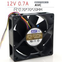 หายนะ2023. . DV07020B12U AVC 12V 0.7A 7ซม. 7020ควบคุมอุณหภูมิปริมาณลมสูง PWM พัดลมบอลคู่