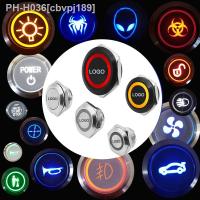 ✙ Custom Pattern Car DIY Waterproof Led Light Momentary Push Button Switch 16/19/22/25/30 mm Self Reset Logo Symbol Icon Signal