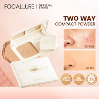 FOCALLURE Waterproof Matte Pressed Powder Long-Lasting Oil-Control Setting Powder Lightweiht คอนซีลเลอร์เพิ่มความสว่างแต่งหน้าเครื่องสำอาง