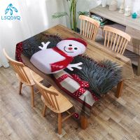Happy New Year Merry Christmas Snowman Tablecloth Rectangular Santa Claus Birthday Table Tablecloth Party Cloth Cover