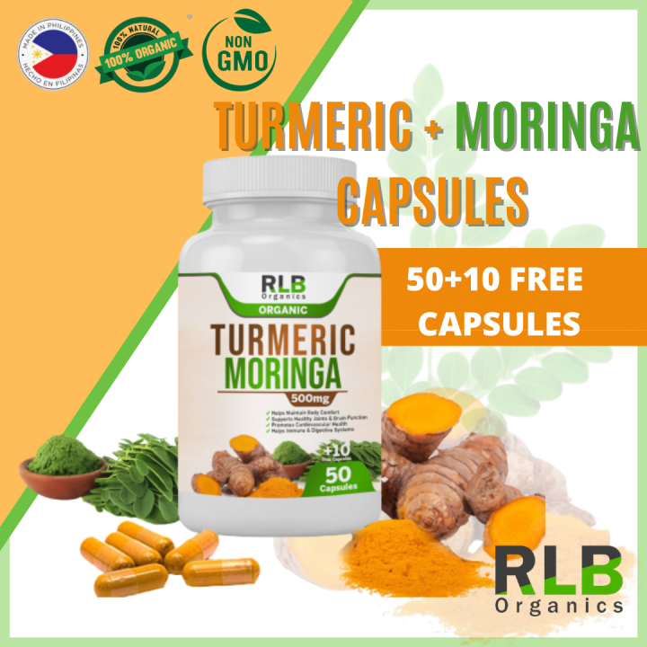 Organic Turmeric+Moringa Capsules Rich in Antioxidants, Immune