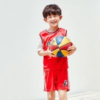 [COD] Childrens summer basketball uniform boys and girls fake two-piece short-sleeved suit sportswear kindergarten performance