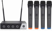 XTUGA S400 Wireless Microphone System, 4-Channel UHF Cordless Mic Set with Four Handheld Mics, Fixed Frequency, Long Range 260ft, Ideal for Church,Karaoke,Weddings, Events