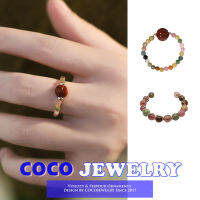 COCOJEWELRY แหวนปรับรูเปิดได้ลูกปัดโมราธรรมชาติแฟชั่นสไตล์เกาหลีสำหรับผู้หญิง