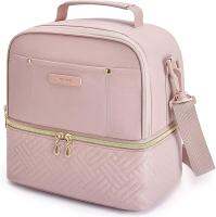 TOURIT Lunch Bag Women Double Deck Lunch Insulated Lunch Cooler For Women Men Work, Pink