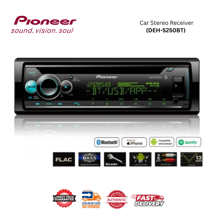 Pioneer Car Stereo Receiver (DEH5250BT) 100 Original w/ Bluetooth/CD