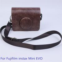 กระเป๋ากล้องเคสหนังย้อนยุคสำหรับ Fujifilm Instax Mini EVO เคสห่อหุ้มกระเป๋าเก็บของพร้อมอุปกรณ์กล้อง Tali Bahu