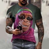 Summer Gorilla 3D Pattern Printed T-shirt Casual Fashion Short-Sleeved Streetwear Men Crew Neck T-shirt