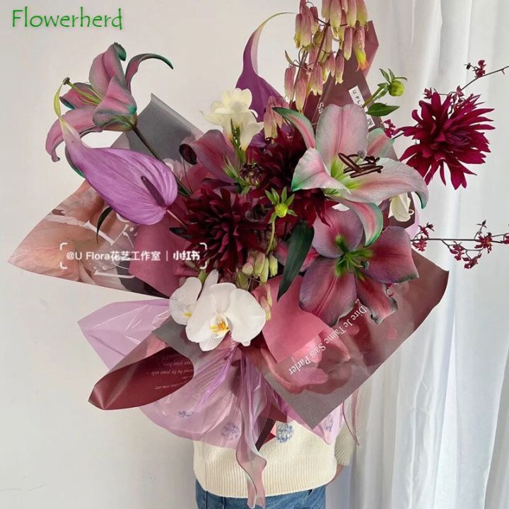 ช่อดอกไม้กระดาษหนาขนาด50x38ซม-กระดาษห่อภาพวาดสีน้ำมันร้านดอกไม้กระดาษห่อดอกไม้กระดาษติดของขวัญ-diy