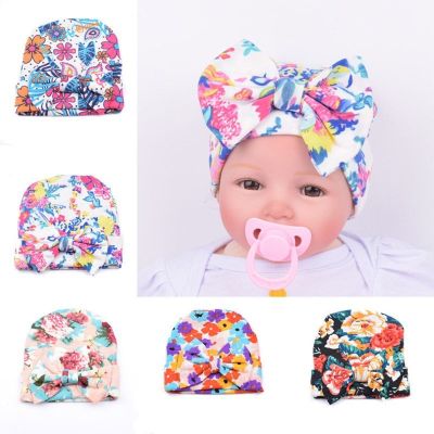 Newborn Infant Toddler Girls Baby Floral Bowknot Beanie Hat Comfys Cap
