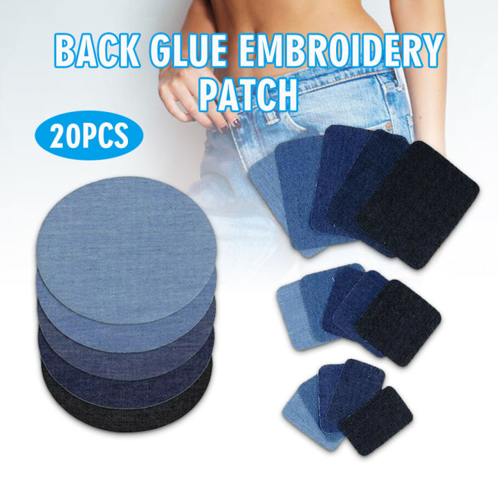 20pcs 5 Colors DIY Iron on Denim Fabric Patches For Clothing