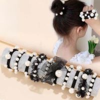 ❧ Korean Trend Pearl Seamless Black Bow Hair Rope Lace Hair Ring Rubber Band Fashion Simple Adult Children Girls Hair Accessories