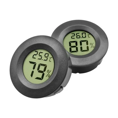 Mini Digital LCD Reptile Temperature Thermometer Hygrometer Humidity Meter  Round
