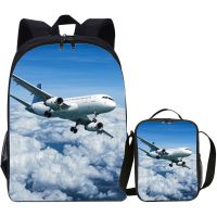 【LZ】☂☁  Avião Mochila Meninos Meninas Mochila Escolar com Lunch Box Crianças Viagem Schoolbags e Cooler Bag Suit Escola Temporada