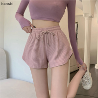 hanshi [2023 new HOT FASHION] ใหม่กางเกงขาสั้นเอวสูงสำหรับใส่ในบ้านกางเกงกีฬาทรงตรงเอวสูงกางเกงทรงหลวมสำหรับผู้หญิงสวมใส่2023ฤดูร้อน