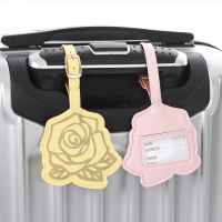 Fashion Leather Baggage Boarding Tags Name ID Card Holder Women Floral Luggage Tag Portable Labels Travel Accessories