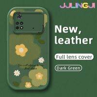 Jlingji เคสสำหรับ Xiaomi Poco M4 Pro 5G Redmi Note 11T 5G Note 11S 5G เคสแฟชั่นลายดอกไม้ดีไซน์ใหม่นุ่มหนังบางซิลิกาเคสโทรศัพท์เจลฝาปิดเลนส์เต็มรูปแบบกล้องกันกระแทกเคสกันกระแทก