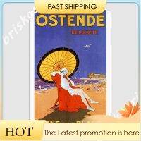 Ostend Queen Of Beaches ปี 1920 อาบน้ำความงามฤดูร้อนเดินทางโลหะโลโก้บาร์ถ้ำแผ่นโลหะผนังภาพวาด lumikha ng ดีบุกโลโก้โปสเตอร์ 20 * 30 ซม