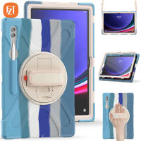 เคสแท็บเล็ตหรูหราสำหรับซัมซุงกาแล็กซีแท็บ S9อัลตร้า14.6 "(2023) / SM-X910 Soft TPU + PC ซิลิคอนกันกระแทกตั้งในตัวพร้อม Tali Bahu และสายรัดข้อมือ