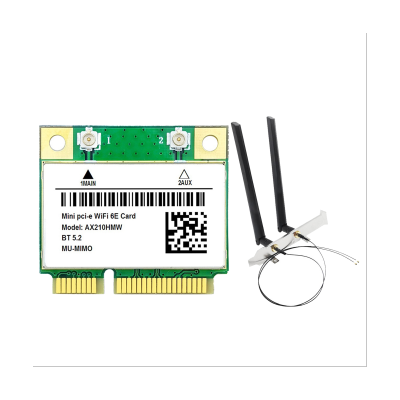 AX210HMW WiFi Card with Antenna WiFi 6E Mini PCI-E AX210 802.11Ax/Ac 2.4G/5G/6Ghz BT5.2 Wireless Adapter for Laptop