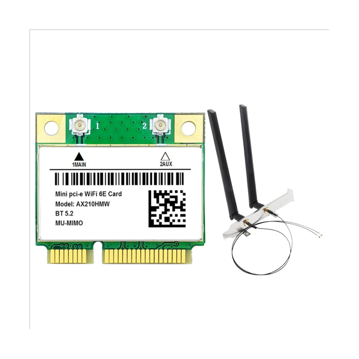 AX210HMW WiFi Card with Antenna WiFi 6E Mini PCIE AX210 802.11Ax/Ac 2.4G/5G/6Ghz BT5.2 Wireless