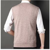 Original PERRY Wheat Ear Wool Blended Vest Knitted Vest Mens V-Neck Vest Shoulder Sleeveless Sweater Mens Trendy