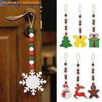 [Timmo House]2023 Christmas String Beads Pendants Colored Wooden Beads String Wooden Snowman Deer Door Handle Pendants For Christmas Decoration