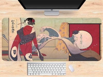 Japan Katsushika Hokusai Anime Desk Mat Oversized Gaming Mouse Pad, Anime Aesthetic Mouse Pad, Personalized DIY Gift